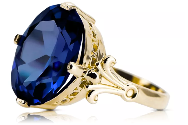 Vintažinis stilius Žiedas Sapyras 14k geltono aukso vrc369y